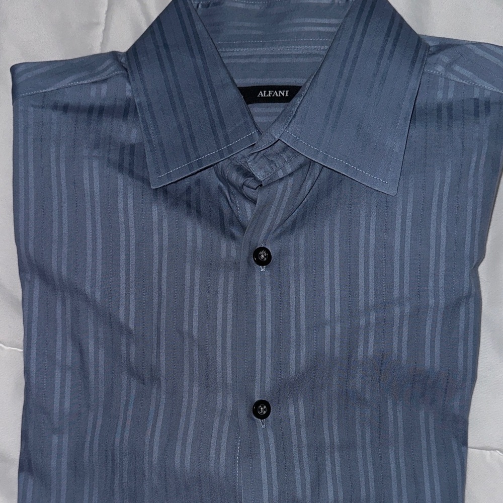Alfani Men's Dress Shirt in Slate Stripes